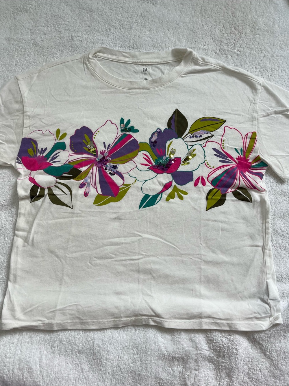 GAP White Kids T‑Shirt with Subtle Logo Print
